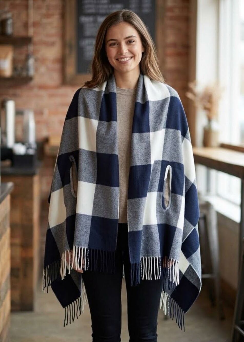 NWT J.Crew Factory plaid scarf shawl 29” X 71”. - Picture 2 of 4